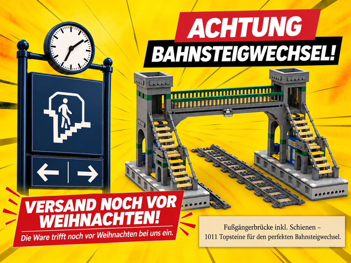 Fußgängerbrücke inklusive Schienen – Versand noch vor Weihnachten